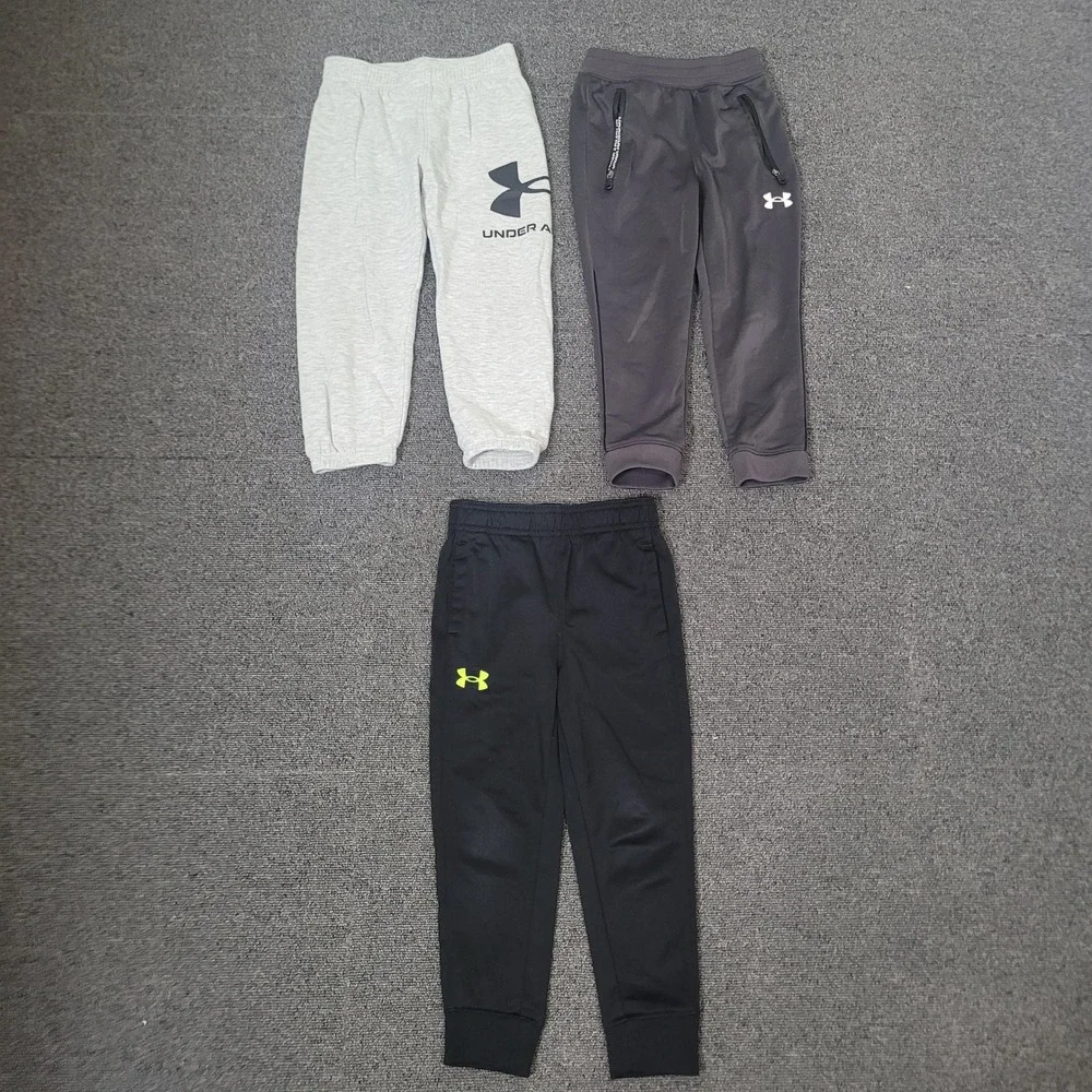 Under Armour Size 4 Joggers Boys Bundle Black Grey Charcoal Athletic Pants